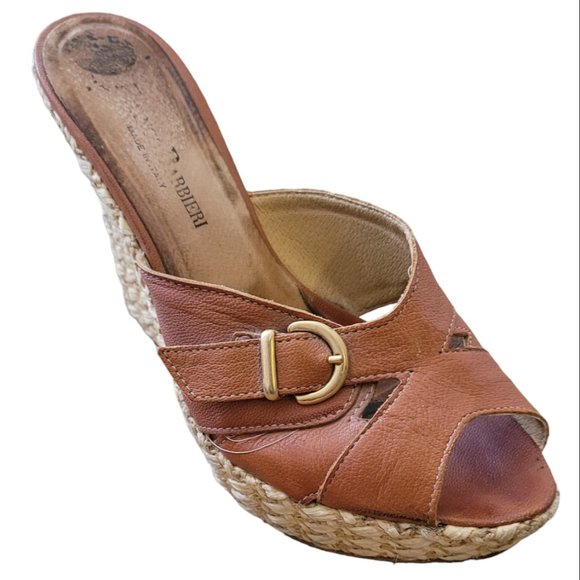FRANCO BARBIERI - Wedge Platform - Leather and Straw Espadrille - Made in Italy - Picture 12 of 13